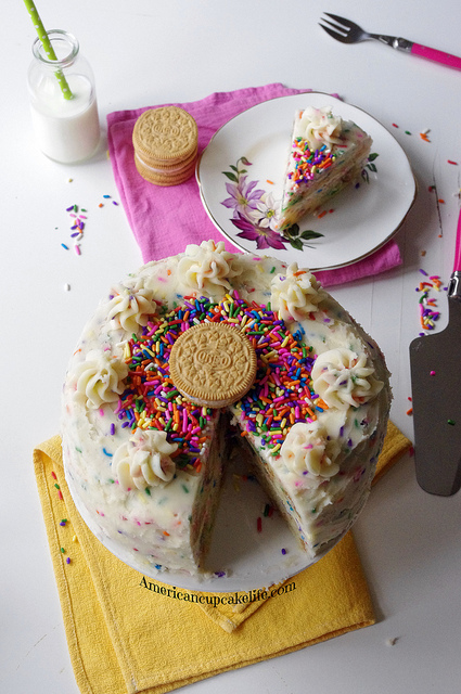 Golden Oreo Funfetti Cake