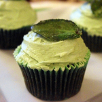 Chocolate Mint Cupcakes with Crystallized Mint Leaves